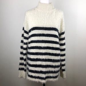 Sanctuary White and Black Turtleneck Sweatshirt